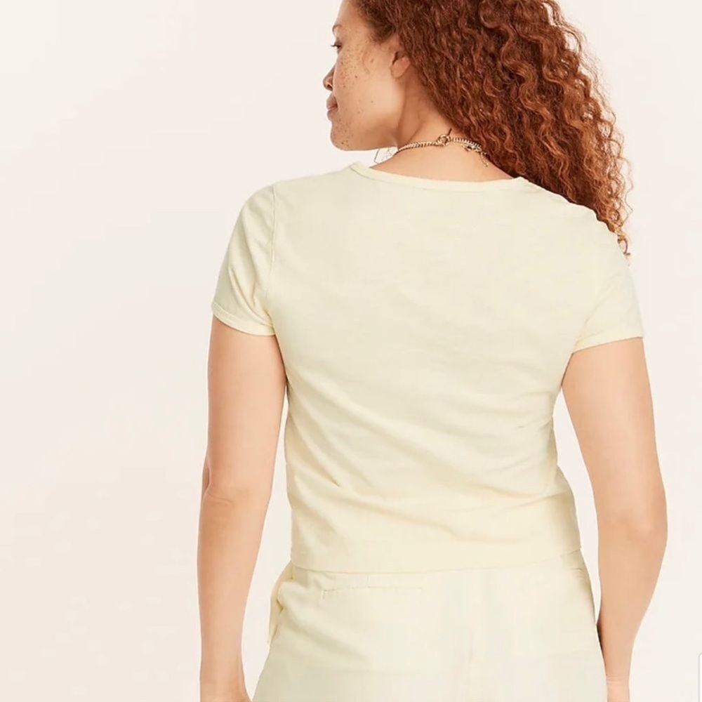 J. Crew '90s Cropped Organic Slub Cotton T-Shirt‎ - Yellow - 2X - Picture 2 of 7